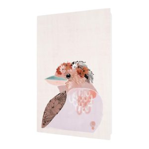 Grace kookaburra floral greeting card by RAM Design Studio, vertical premium matte art card blank inside with white envelope.