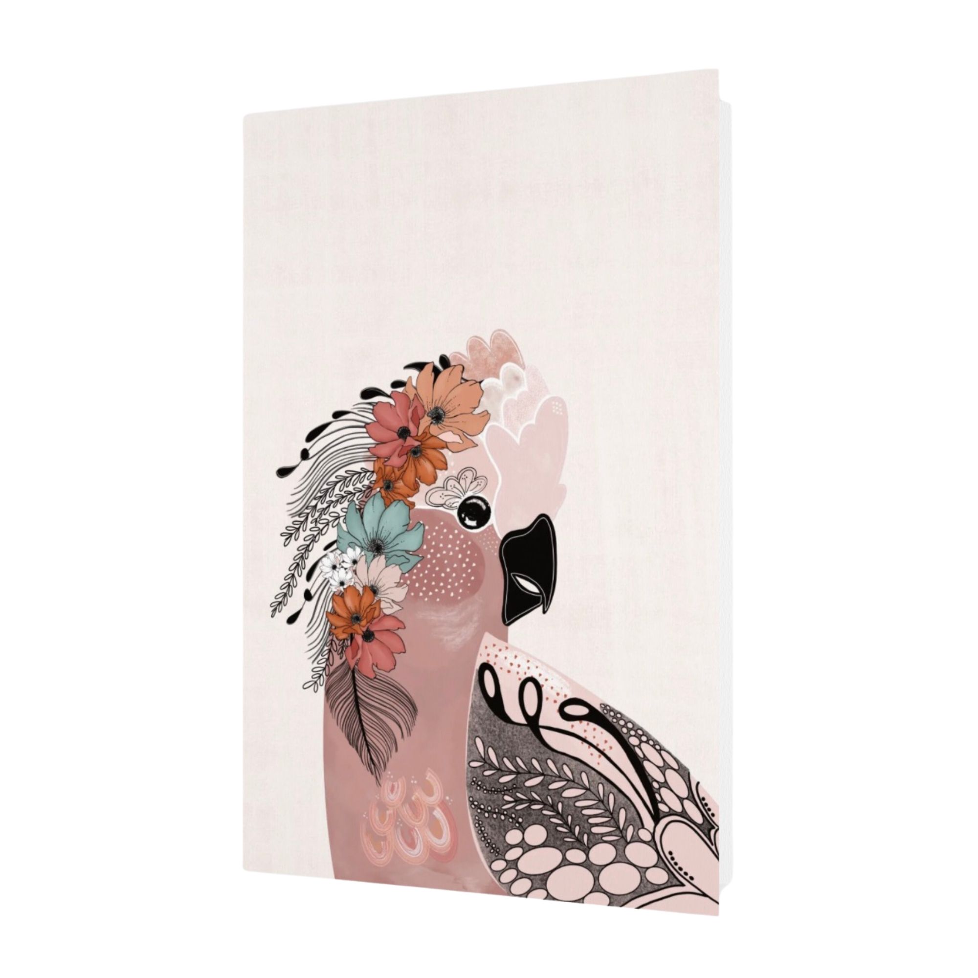 Matilda galah greeting card featuring floral Australian bird illustration by RAM Design Studio